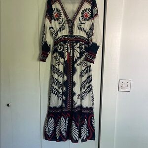 Black and White Tiered Ruffled Sundress with V-Neck